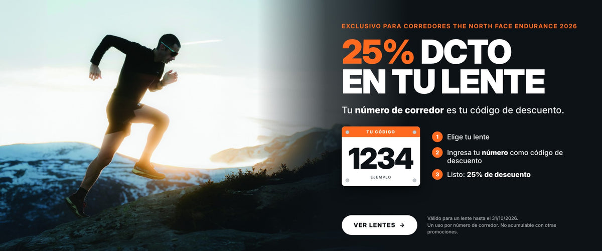 25% de descuento en tu lente para corredores The North Face Endurance 2026: tu número de corredor es tu código